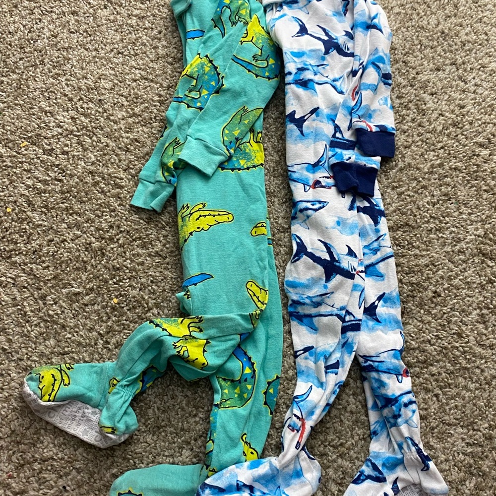 Carter's Blue Shark/Crocodile Print Footie Pajama